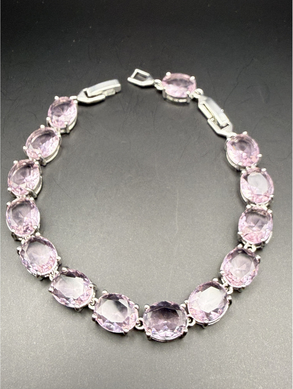 candy+clover elite chunky baby pink crystal 14k white gold plated bracelet